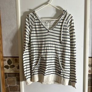 Roxy  Breath Ivory Striped Hoodie Sweater​​